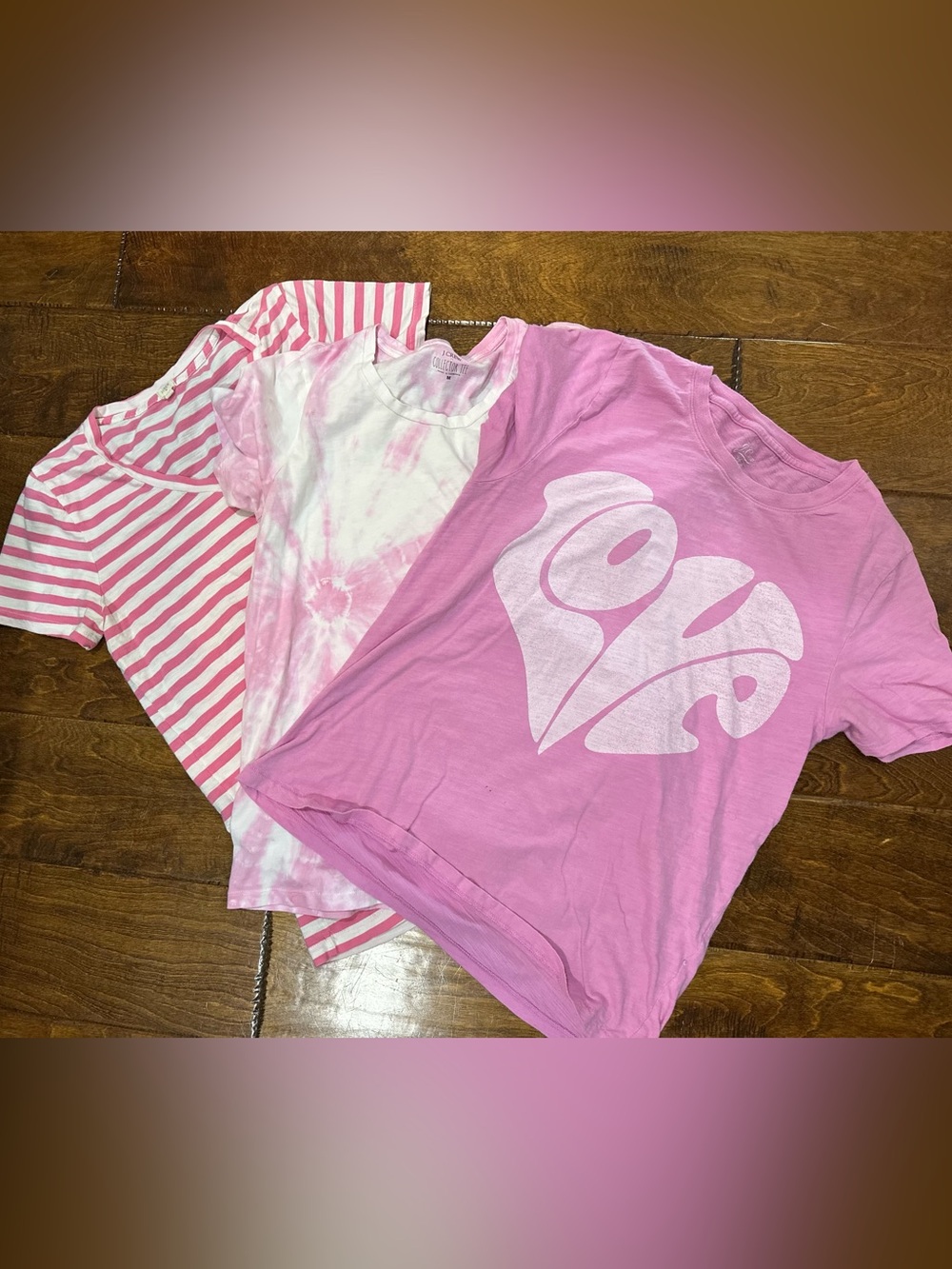 J. Crew 3 pink t shirts / tops LOVE tie dye stripes bundle 💕